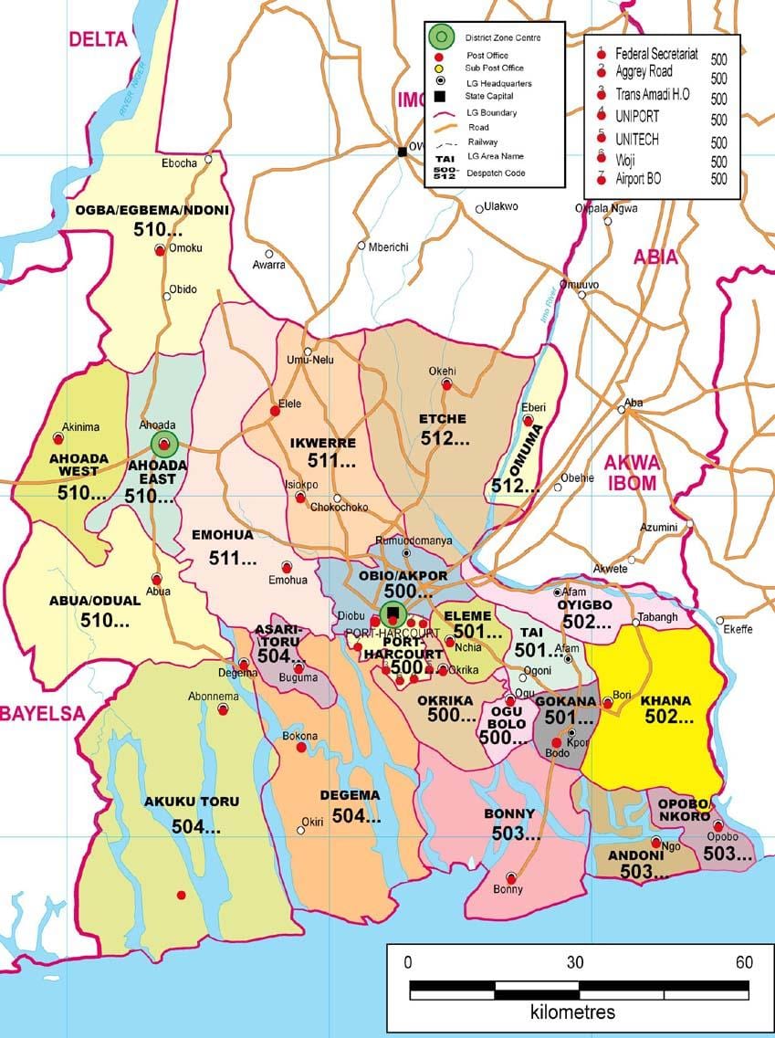 नक्शा नदियों के राज्य नाइजीरिया