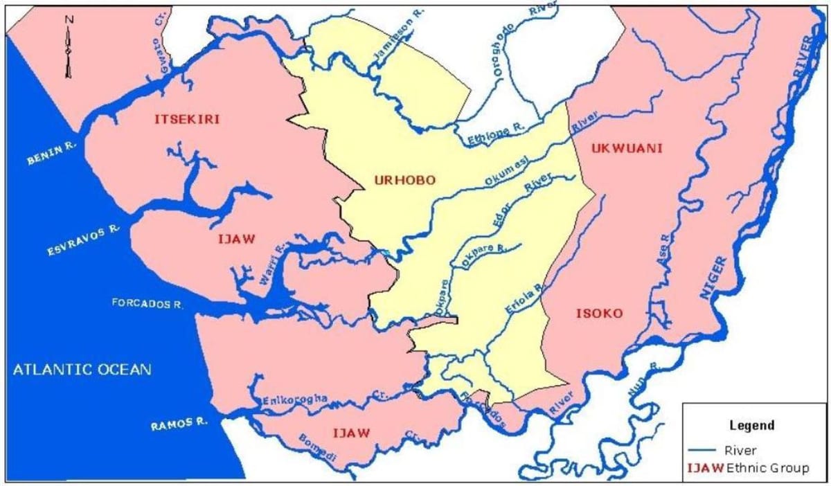 नाइजीरिया के नक्शे दिखा रहा है प्रमुख नदियों