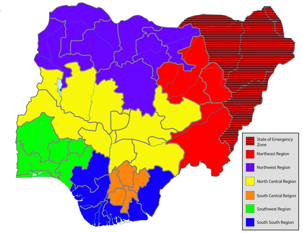 नाइजीरियाई नक्शा दिखा रहा है अमेरिका