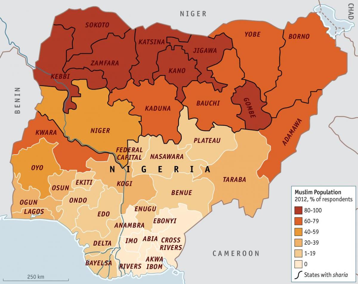 नाइजीरिया के नक्शे धर्म