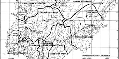 नक्शे के हाइड्रोलॉजिकल नाइजीरिया