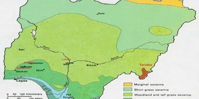 नाइजीरिया के नक्शे दिखा वनस्पति