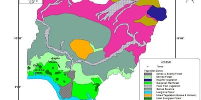 नाइजीरिया के नक्शे दिखा वनस्पति