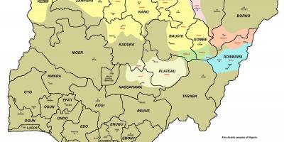 नाइजीरिया के नक्शे के साथ 36 राज्यों