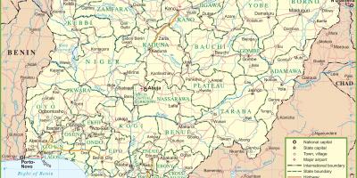 नाइजीरिया के नक्शे दिखा रहा है प्रमुख सड़कों